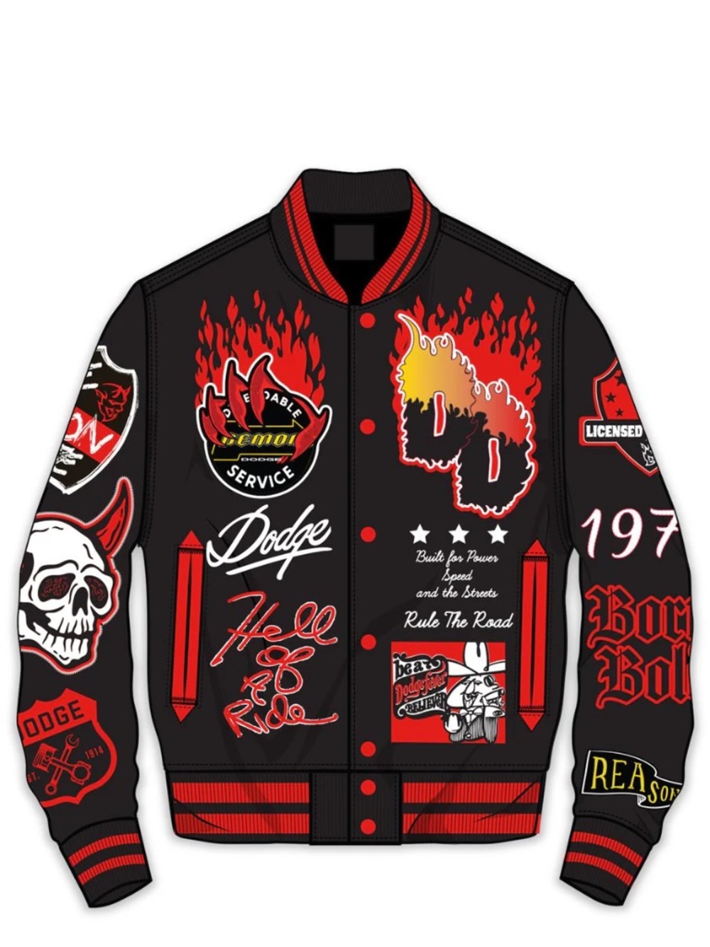 Dodge Demon SRT Varsity Jacket Reason Men M Hellcat Racing Quilted Lined